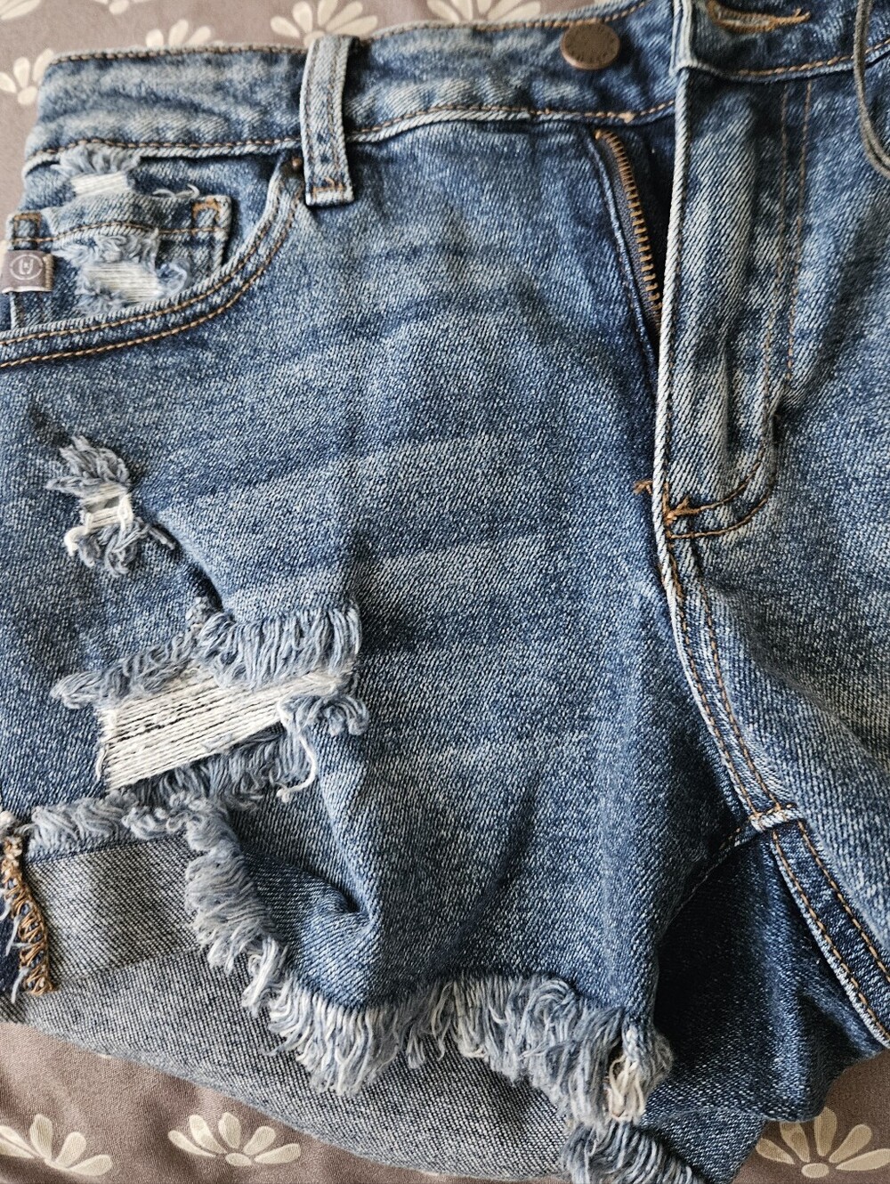 Just USA Distressed Blue Denim Cutoff Shorts.  New W. Tag.